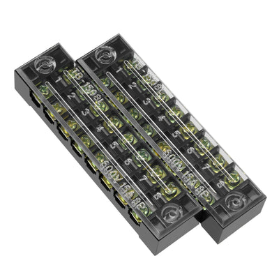 Harfington Uxcell 2 Pcs 8 Positions Dual Rows 600V 15A Wire Barrier Block Terminal Strip TB-1508L