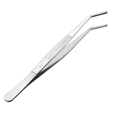 uxcell Uxcell 8-Inch Stainless Steel Tweezers with Curved Serrated Tip