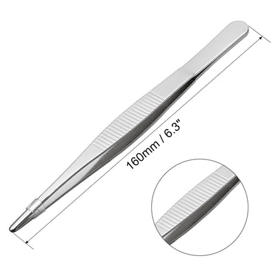 Harfington Uxcell 4 Pcs 6.3-Inch Stainless Steel Straight Blunt Tweezers Serrated Tip