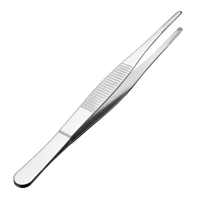 uxcell Uxcell 1 Pcs 6.3-Inch Stainless Steel Straight Blunt Tweezers with Serrated Tip