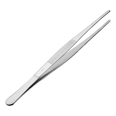 uxcell Uxcell 1 Pcs 10-Inch Stainless Steel Straight Blunt Tweezers with Serrated Tip