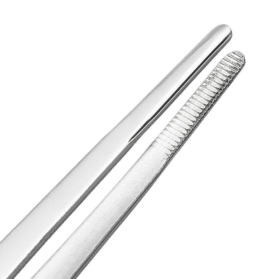 Harfington Uxcell 2 Pcs 12-Inch Stainless Steel Straight Blunt Tweezers with Serrated Tip
