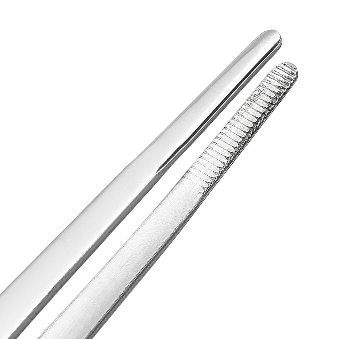 uxcell Uxcell 1 Pcs Stainless Steel Straight Blunt Tweezers Serrated Tip,10 Inch