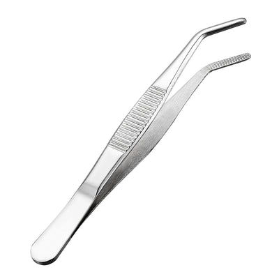 uxcell Uxcell Stainless Steel Tweezers with Curved Serrated Tip, 5-Inch Length