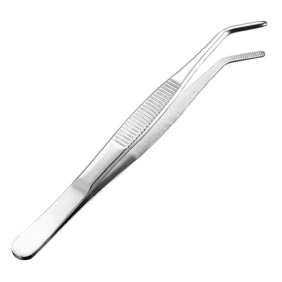 uxcell Uxcell Stainless Steel Tweezers with Curved Serrated Tip, 6.3-Inch Length