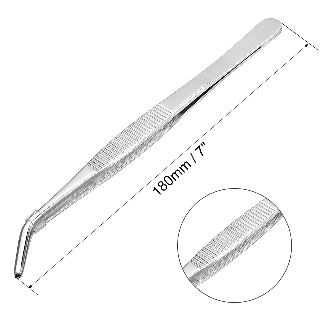 uxcell Uxcell Stainless Steel Tweezers with Curved Serrated Tip, 7-Inch Length