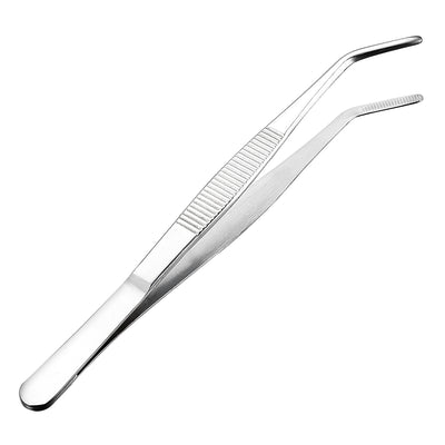 Harfington Uxcell Stainless Steel Tweezers with Curved Serrated Tip, 7-Inch Length