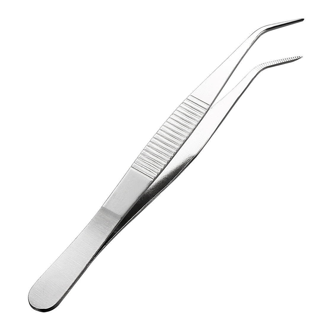 uxcell Uxcell 2 Pcs 5.5-Inch Stainless Steel Tweezers with Curved Pointed Serrated Tip