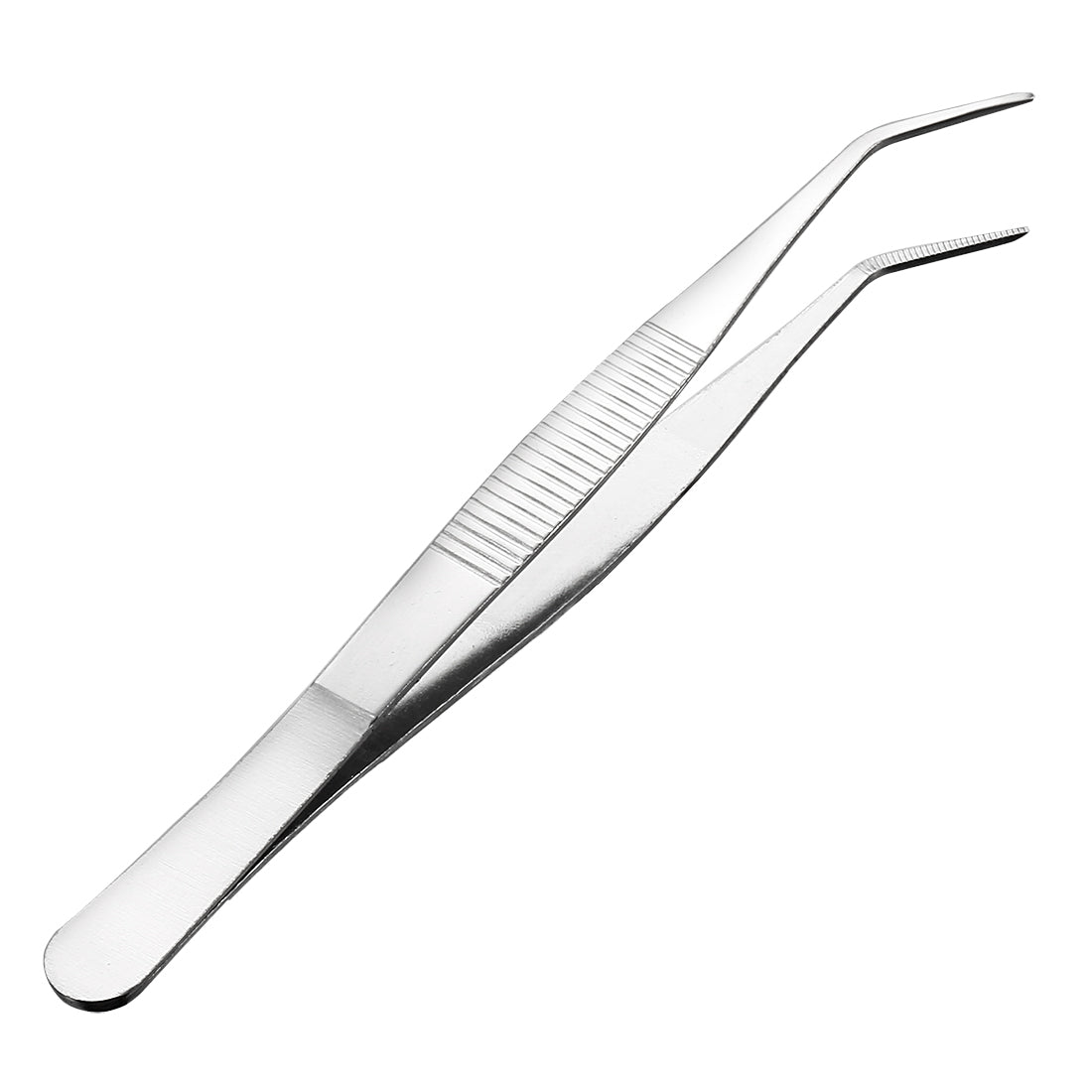 uxcell Uxcell 6.3-Inch Stainless Steel Tweezers with Curved Pointed Serrated Tip