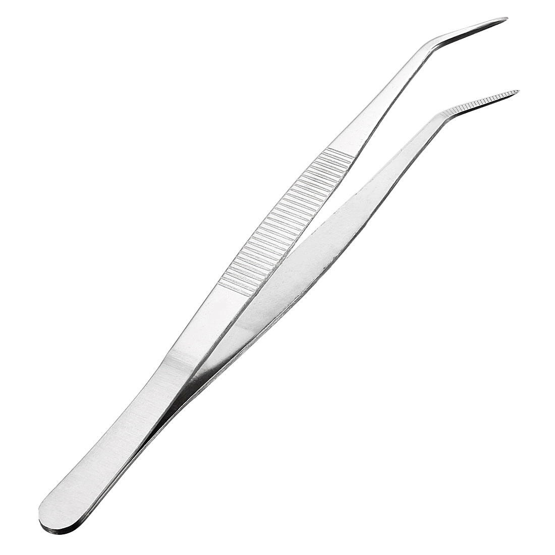 uxcell Uxcell 8-Inch Stainless Steel Tweezers with Curved Pointed Serrated Tip