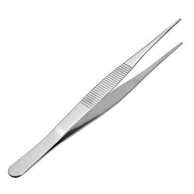 uxcell Uxcell 7-Inch Stainless Steel Straight Pointed Tweezers with Serrated Tip