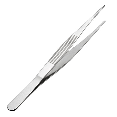 uxcell Uxcell 8-Inch 430 Stainless Steel Straight Pointed Tweezers with Serrated Tip