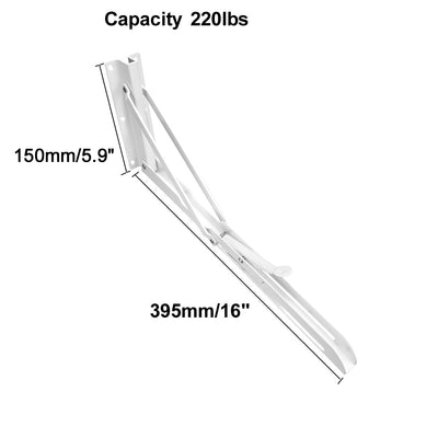 Harfington Uxcell 16-inch Shelf Bracket, 90 Degree, Folding Angle Supports, 220lbs Capacity, 2pcs