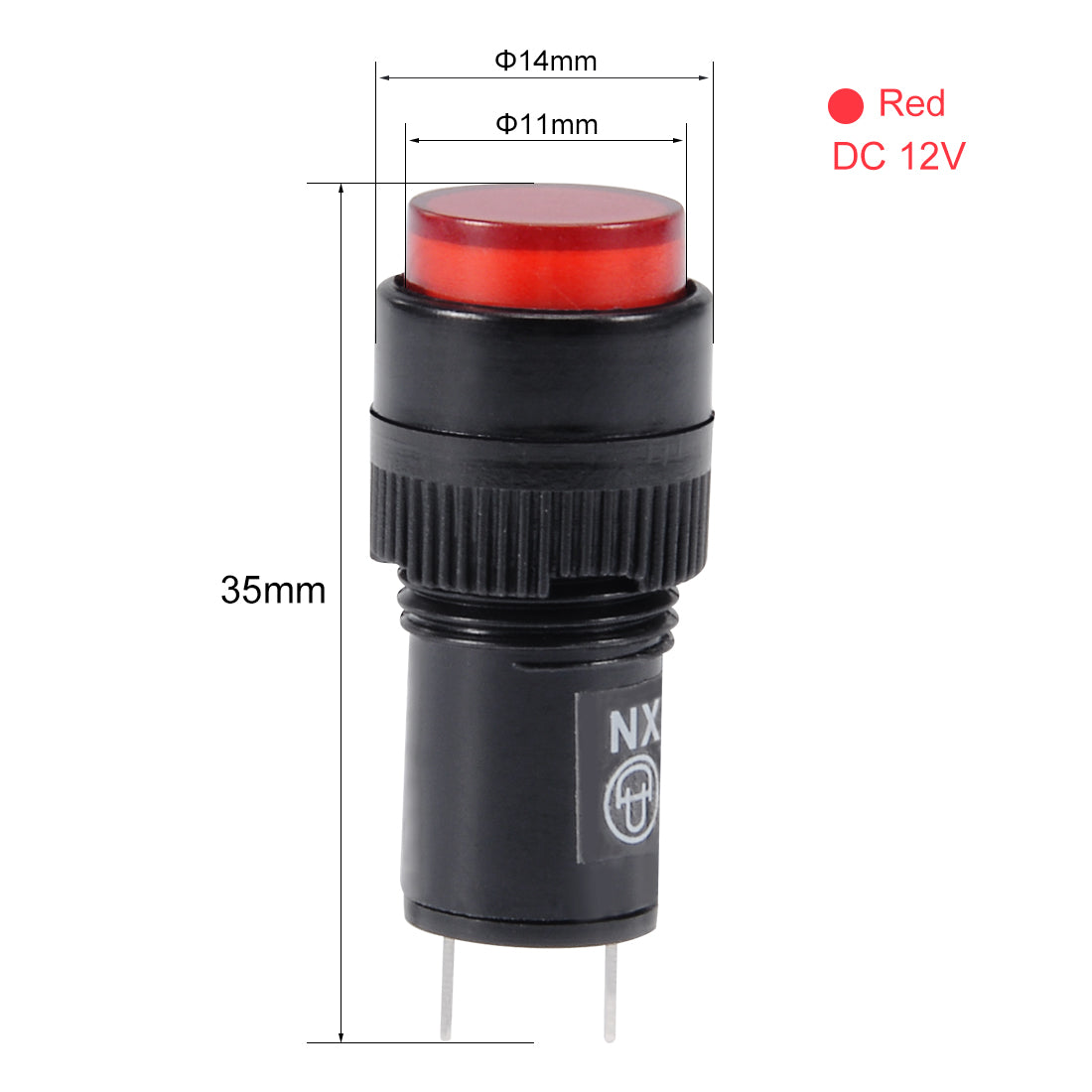 uxcell Uxcell Indicator Lights DC 12V, NXD-212 Red Neon Bulb, Flush Panel Mount 15/32" 12mm, 7Pcs