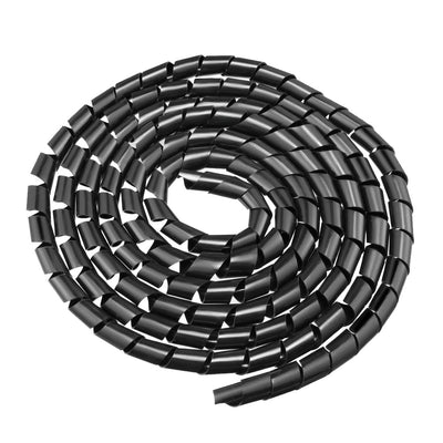 Harfington Uxcell 18mm Flexible Spiral Tube Cable Wire Wrap Computer Manage Cord Black 3.5-4M