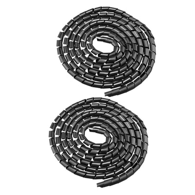 Harfington Uxcell 2pcs 18mm Flexible Spiral Tube Cable Wire Wrap Computer Manage Cord Black 3.5-4M