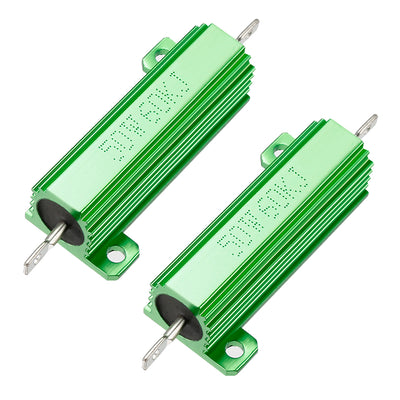 uxcell Uxcell 50W 60k Ohm 5% Aluminum Housing Resistor Screw  Chassis Mounted Aluminum Case Wirewound Resistor Load Resistors Green 2 pcs