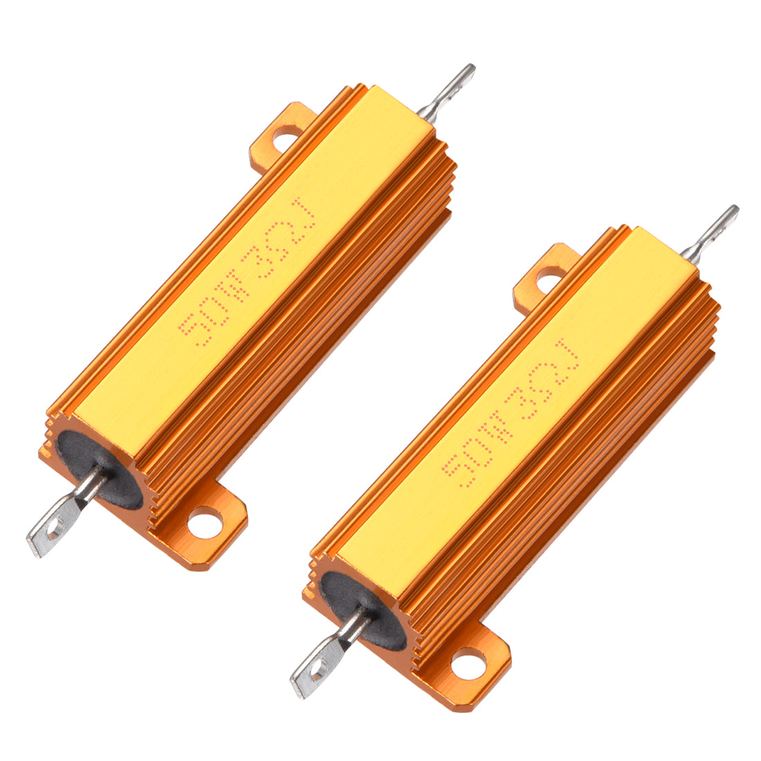uxcell Uxcell 50W 3 Ohm 5% Aluminum Housing Resistor Screw  Chassis Mounted Aluminum Case Wirewound Resistor Load Resistors Gold Tone 2pcs