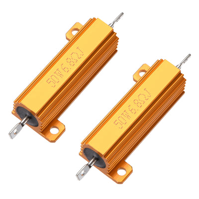 uxcell Uxcell 50W 6.8 Ohm 5% Aluminum Housing Resistor Screw  Chassis Mounted Aluminum Case Wirewound Resistor Load Resistors Gold Tone 2pcs