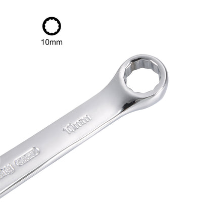 Harfington Uxcell Metric 10mm 12-Point Box Open End Combination Wrench Chrome Finish, Cr-V