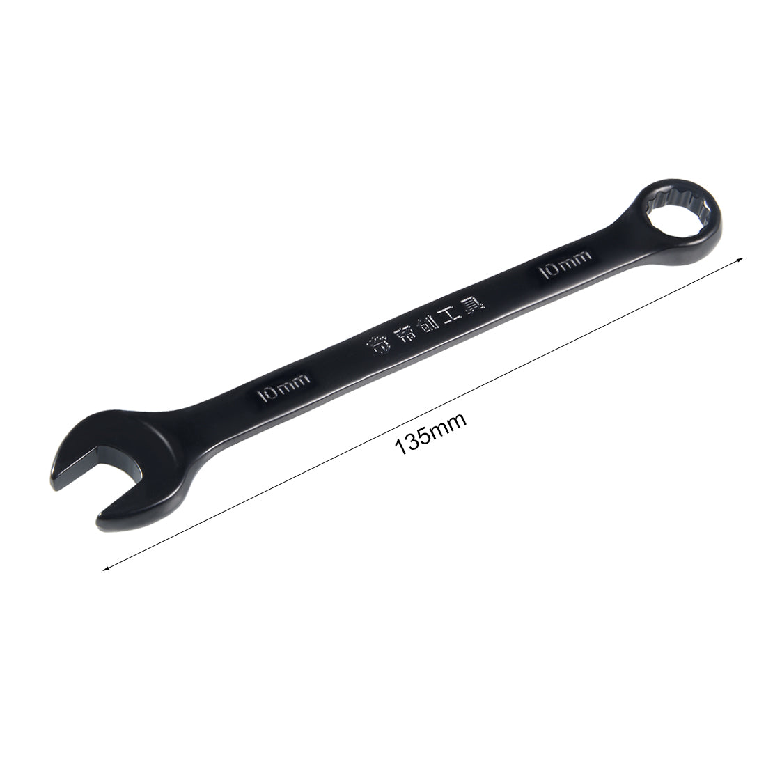 uxcell Uxcell Metric 10mm 12-Point Box Open End Combination Wrench Black Electrophoresis Coating, Cr-V