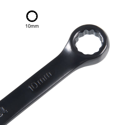 Harfington Uxcell Metric 10mm 12-Point Box Open End Combination Wrench Black Electrophoresis Coating, Cr-V