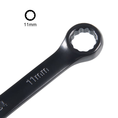 Harfington Uxcell Metric 11mm 12-Point Box Open End Combination Wrench Black Electrophoresis Coating, Cr-V