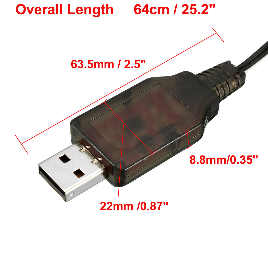 uxcell Uxcell SM-2P Positive USB Charging Cable for RC Car 7.2 V 250 mA Ni-MH Ni-CD Battery