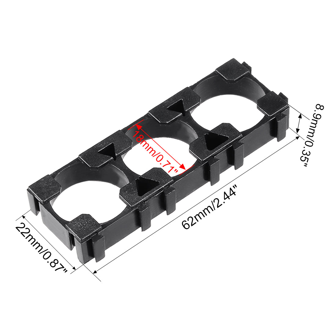 uxcell Uxcell 20 Pcs Lithium Ion Cell Triple Battery Holder Bracket for DIY Battery Pack