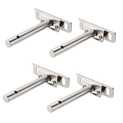 Harfington Uxcell 4 pcs 76mm x 100mm Adjustable Blind Shelf Floating Support Invisible Brackets, Concealed Mount for Home Wall DIY Silver Tone