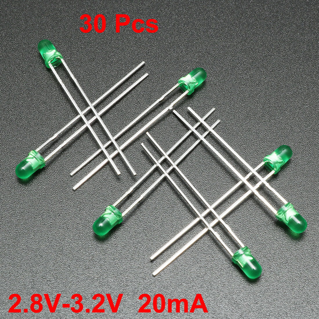 uxcell Uxcell 30pcs 3mm Lime Green LED Diode Lights Diffused Lens Round DC2.0-2.2V 20mA LED