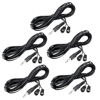 Harfington Uxcell IR Infrared Emitter Extension Cable 9.8ft Long 45 Degree Emission Angle 3.5mm Jack Dual Black Head 5pcs