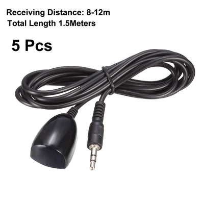 Harfington Uxcell IR Infrared Receiver Extender Cable 3.5mm Jack 4.9FT Long 26-39FT Receiving Distance Red Head 5pcs