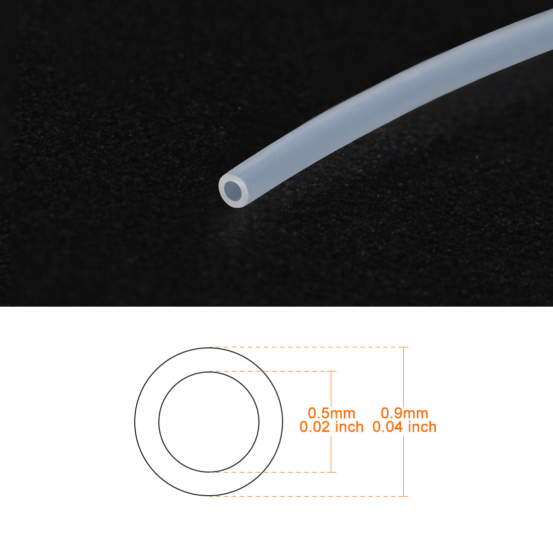 uxcell Uxcell PTFE Tube Tubing 1 Meter 3.28ft Lengh Pipe 0.5mm ID 0.9mm OD for 3D Printer RepRap