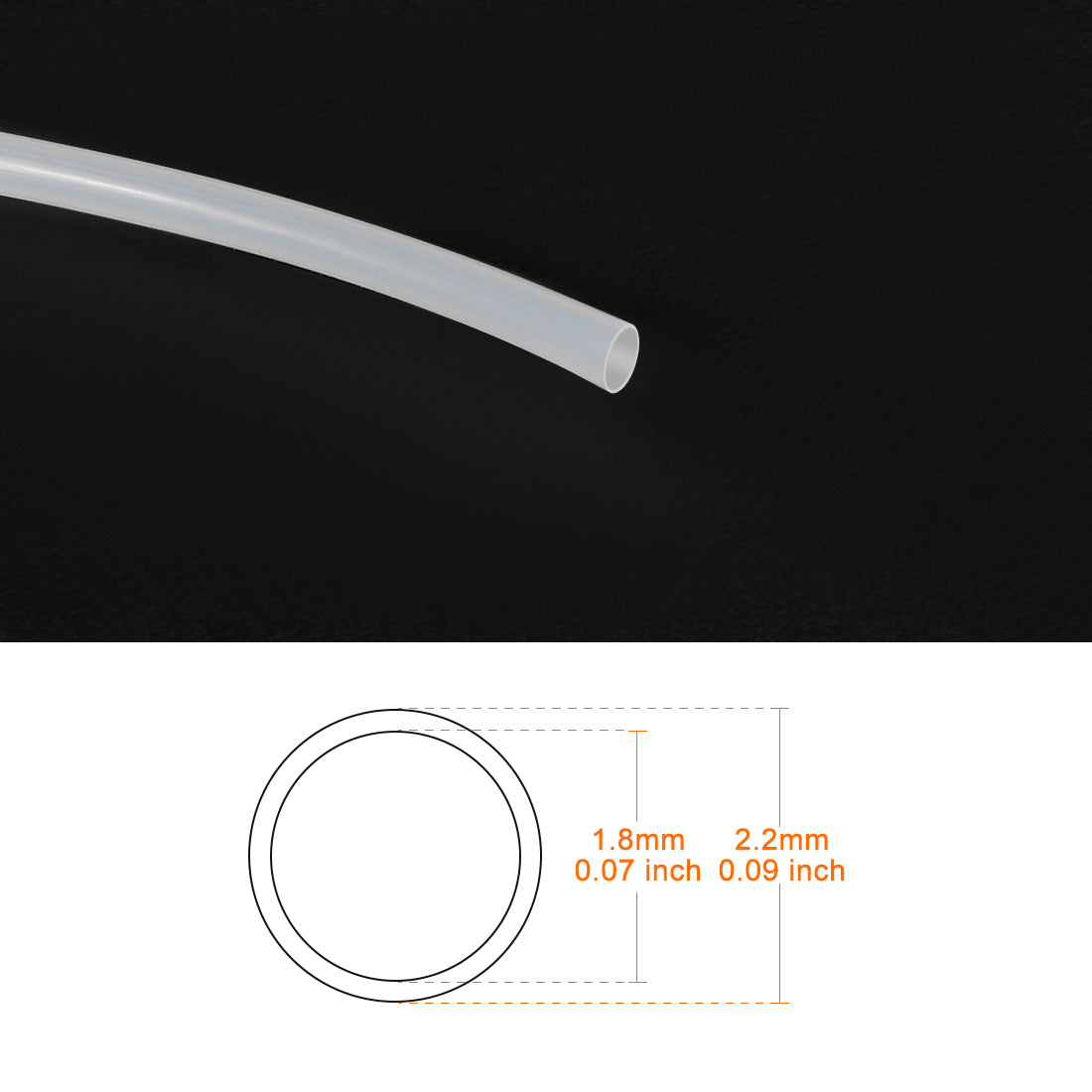 uxcell Uxcell PTFE Tube Tubing 5 Meter 16.4ft Lengh Pipe 1.8mm ID 2.2mm OD for 3D Printer RepRap