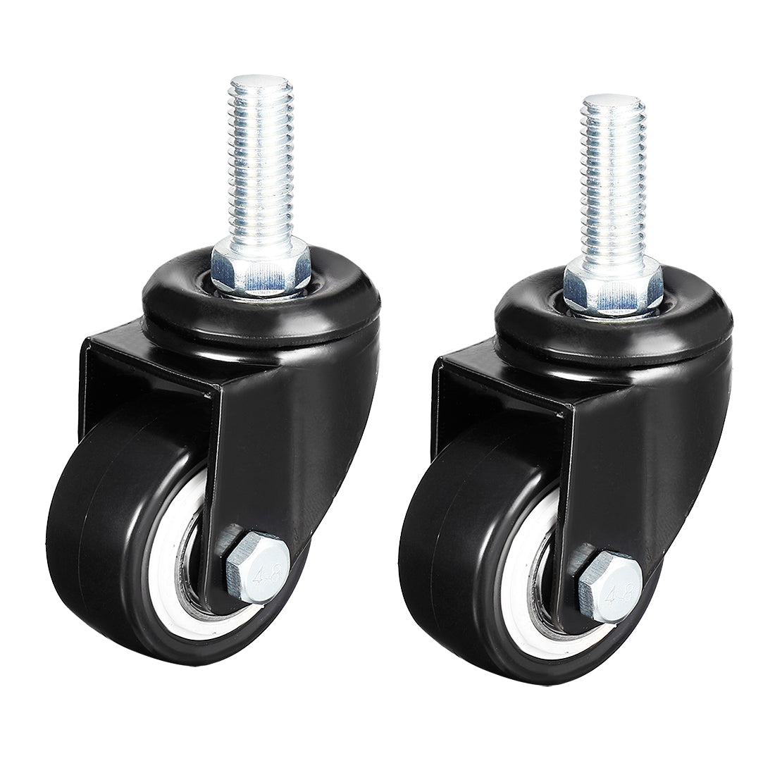 uxcell Uxcell 2 Pcs 1.5 Inch Swivel Caster Wheels PU 360 Degree Threaded Stem Caster Wheel, M8 x 25mm, 110lb Capacity