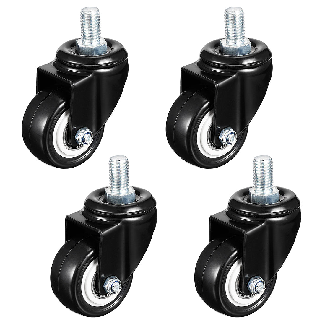 Uxcell Uxcell 4 Pcs 1.5 Inch Swivel Caster Wheels PU 360 Degree Threaded Stem Caster Wheel, M10 x 15mm, 110lb Capacity