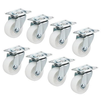 Harfington Uxcell 8Pcs 1.5 Inch Swivel Casters Wheels PP Plastic Wheel Top Plate Mounted 44lb Load Capacity White