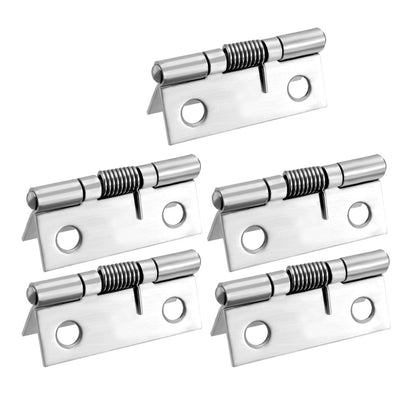 Harfington Uxcell Self Closing Spring Hinge 1.5" Stainless Steel Brushed DIY Hardware for Door Cabinet Small Box 5pcs per Pack
