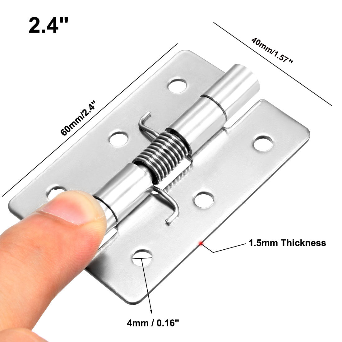 uxcell Uxcell Self Closing Spring Hinge 2.4" Stainless Steel Brushed DIY Hardware for Door Cabinet Small Box 1pcs per Pack