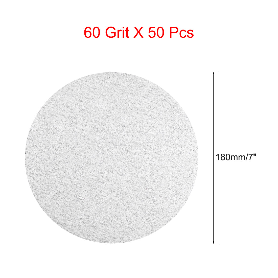 Uxcell Uxcell 50 Pcs 7-Inch Aluminum Oxide White Dry Hook and Loop Sanding Discs Flocking Sandpaper 60 Grit