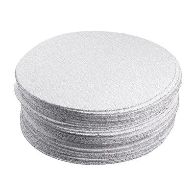 Harfington Uxcell 50 Pcs 7-Inch Aluminum Oxide White Dry Hook and Loop Sanding Discs Flocking Sandpaper 60 Grit