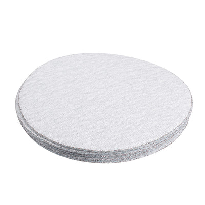 Harfington Uxcell 50 Pcs 4-Inch Aluminum Oxide White Dry Hook and Loop Sanding Discs Flocking Sandpaper 320 Grit