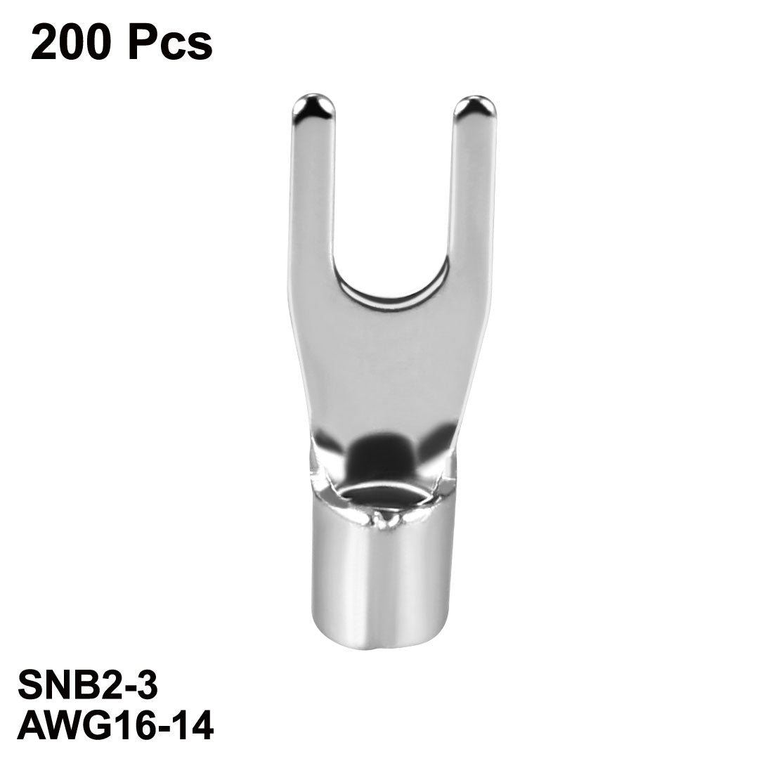 uxcell Uxcell 200x Fork Type Copper Non-Insulated Spade Terminals SNB2-3, 16-14 Wire Size, #4 Stud Size