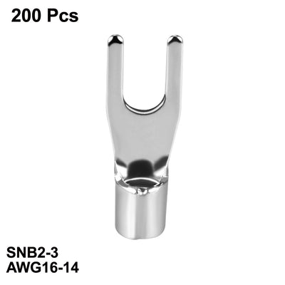 Harfington Uxcell 200x Fork Type Copper Non-Insulated Spade Terminals SNB2-3, 16-14 Wire Size, #4 Stud Size