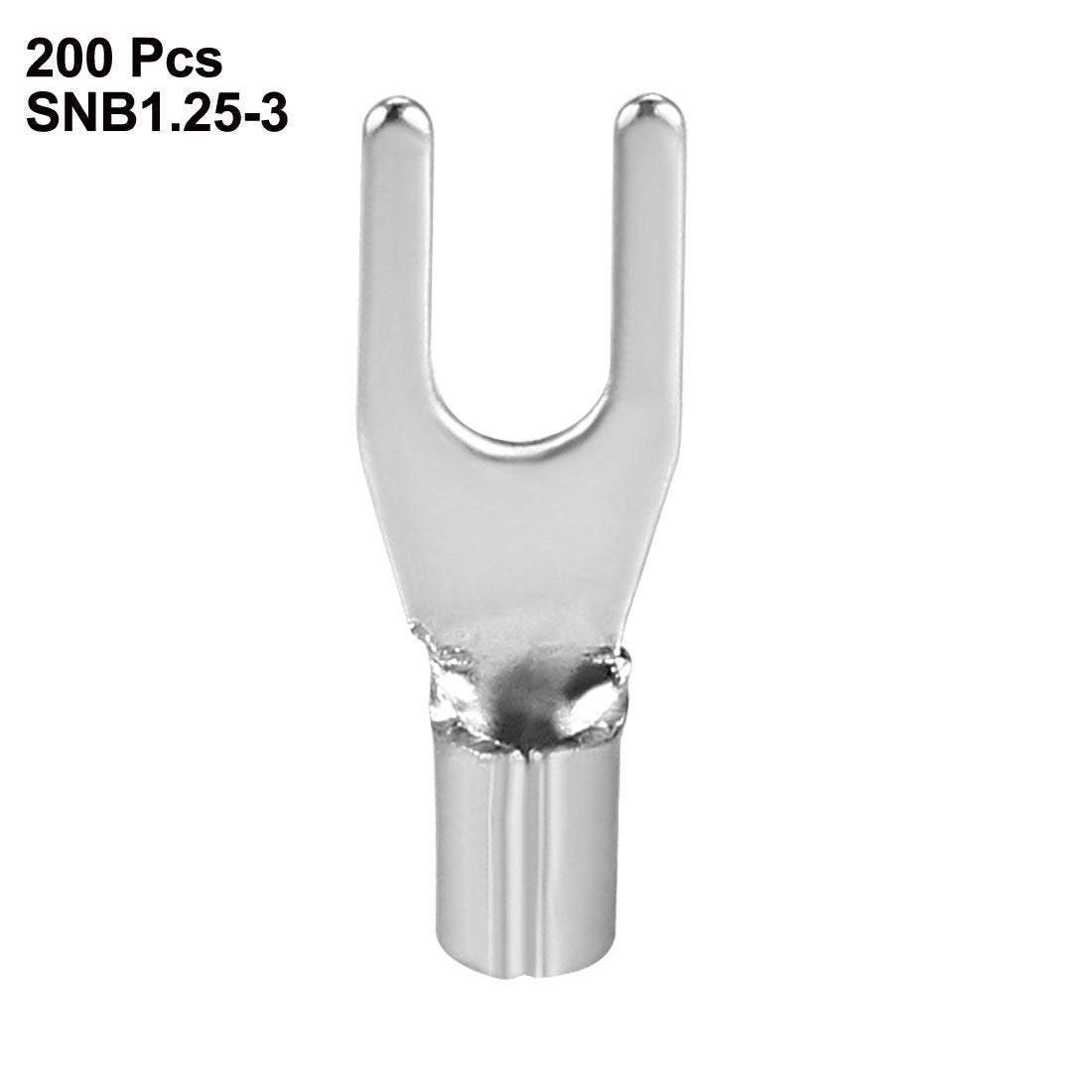 uxcell Uxcell 200x Fork Type Copper Non-Insulated Spade Terminals SNB1.25-3, 22-16 Wire Size, #4 Stud Size