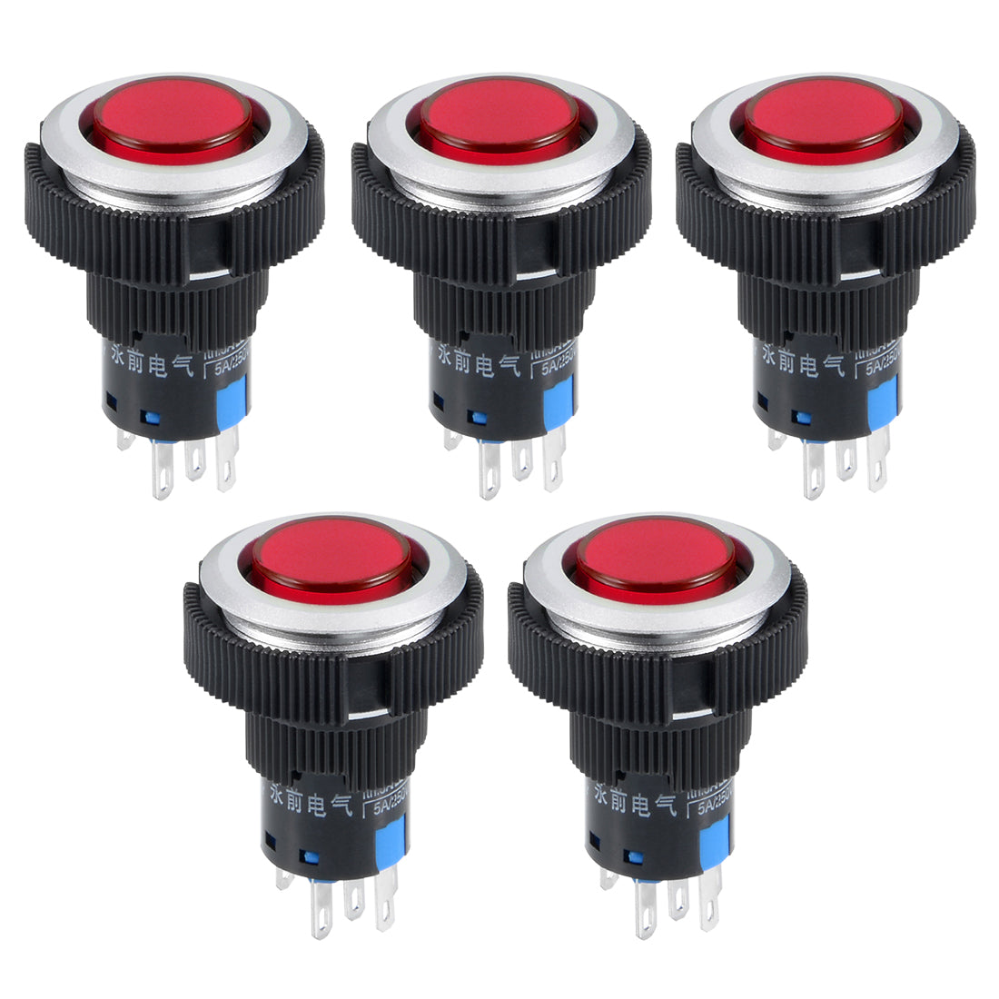 Harfington Momentary Push Button Switch LED Light Round Button with Fixed Ring