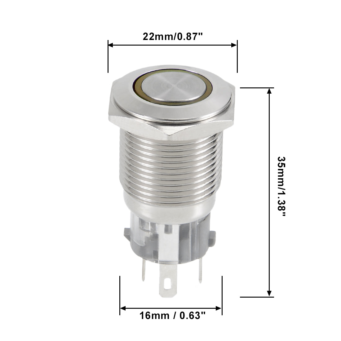 uxcell Uxcell Momentary Metal Push Button Switch 16mm Mounting Dia LED Light Button