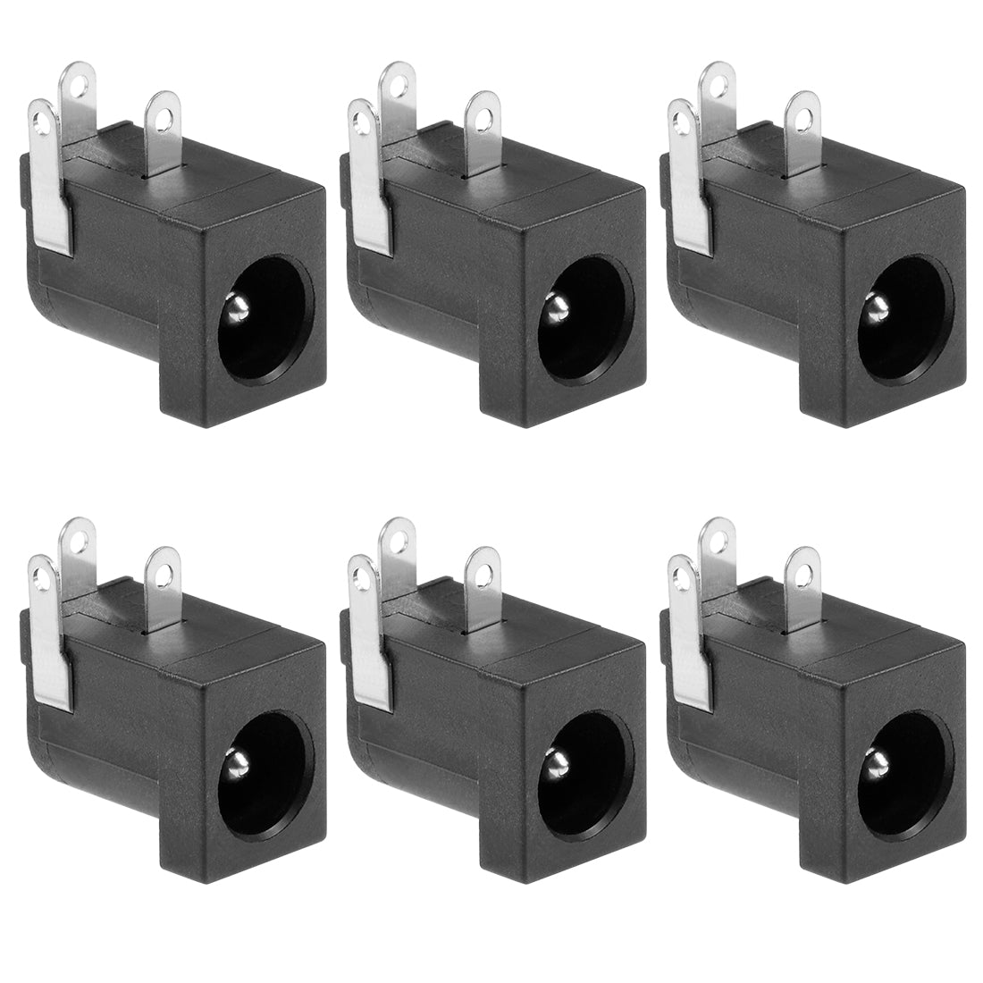 uxcell Uxcell 6Pcs PCB Mount DC005 5.5mm x 2.1mm 3 Pin Audio Video DC Power Connector Socket Black