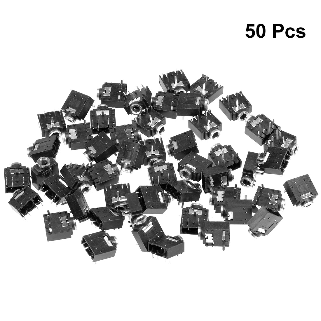 uxcell Uxcell 50Pcs PCB Mount 3.5mm 5 Pin Socket Headphone Stereo Jack Audio Video Connector Black PJ307